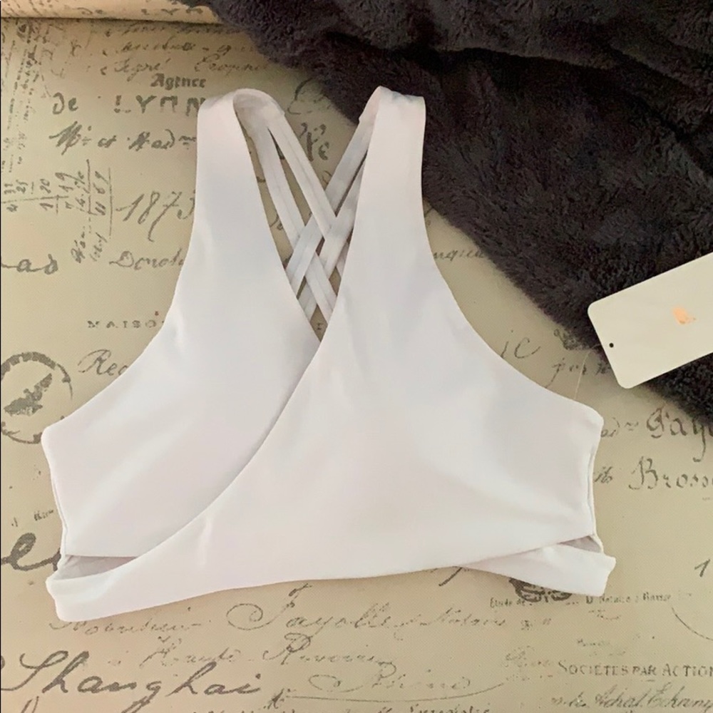 White Fabletics Sports bra